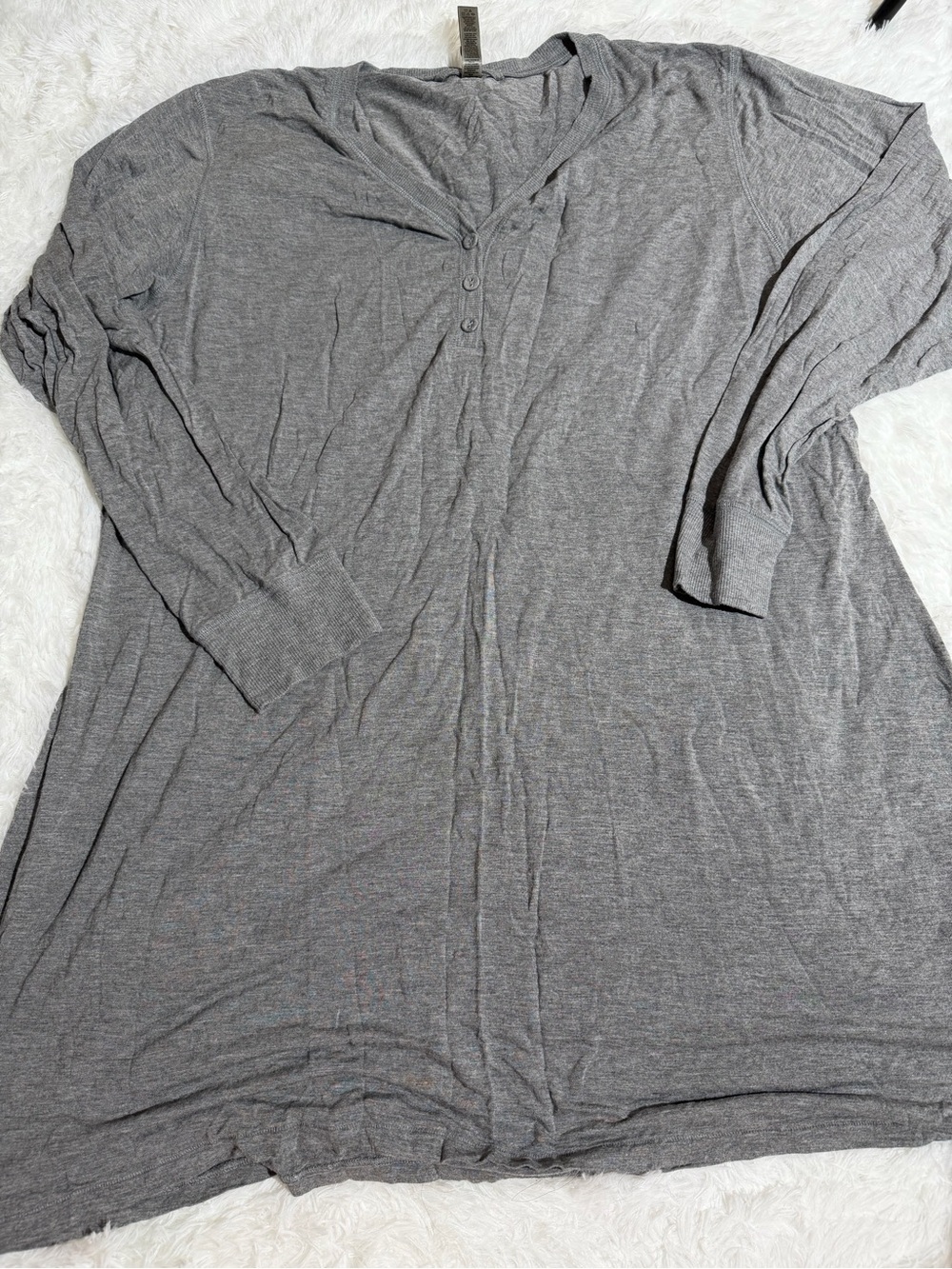 SKIMS 4X Long Sleeve Sleep Dress Button Down Grey Gray Loungewear Soft Comfort